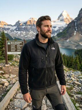 The North Face Mens Black Denali Fleece Jacket Full Zip Polartec Thermal Size XL